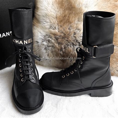 chanel thigh high boots|chanel lace up combat boots.